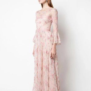 Marchesa Notte Pink Floral Lace Dress